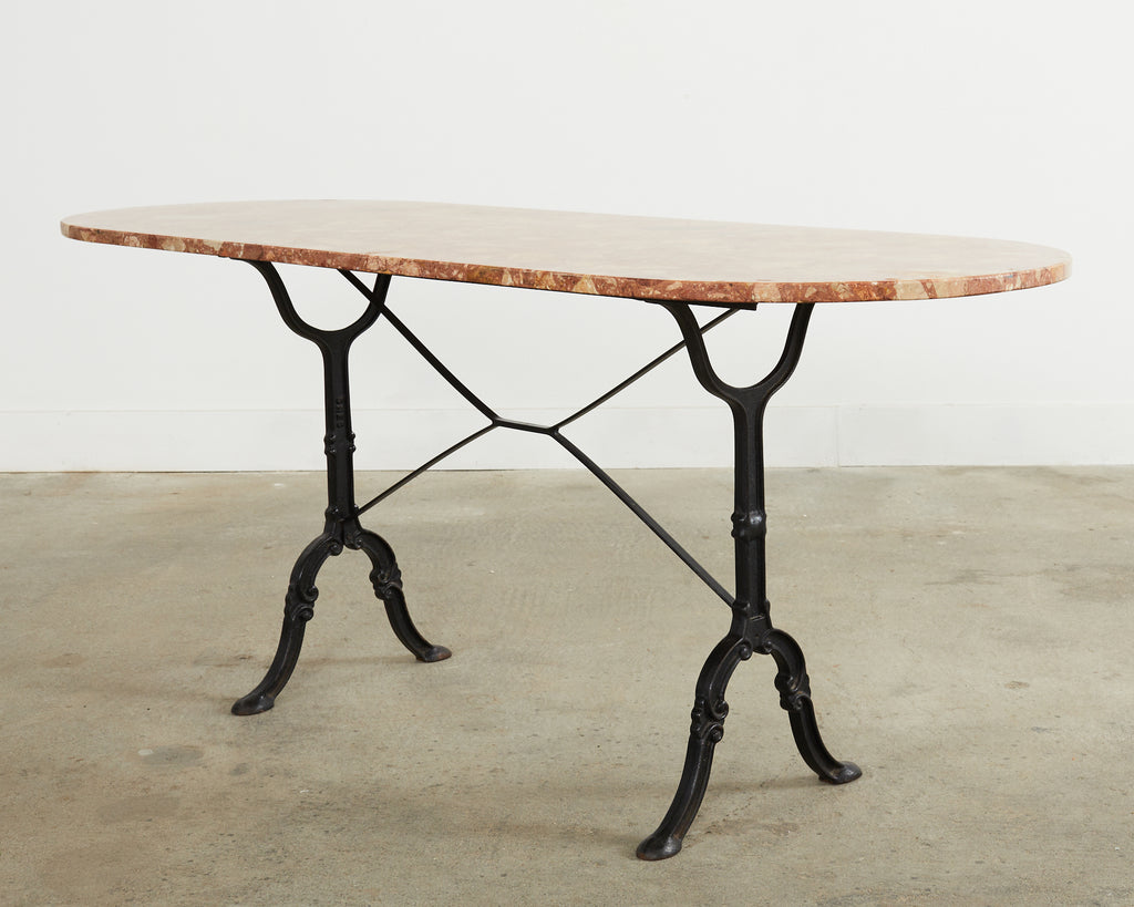 French Iron Marble Top Bistro Garden Dining Table or Console