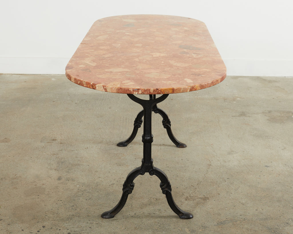 French Iron Marble Top Bistro Garden Dining Table or Console