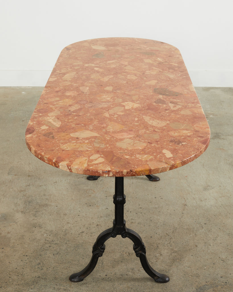 French Iron Marble Top Bistro Garden Dining Table or Console