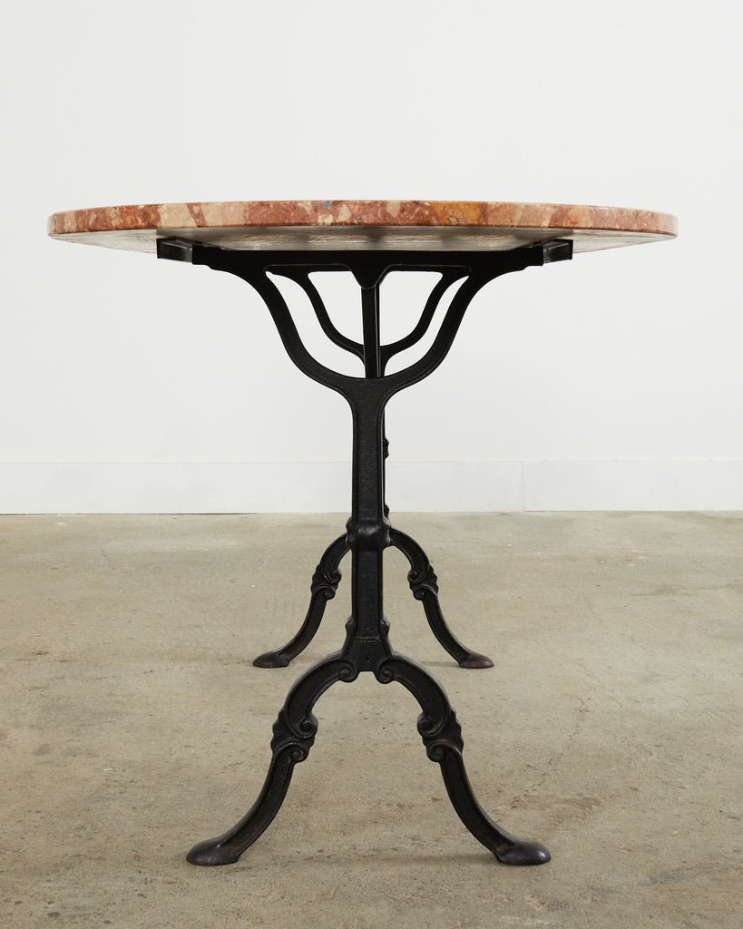 French Iron Marble Top Bistro Garden Dining Table or Console