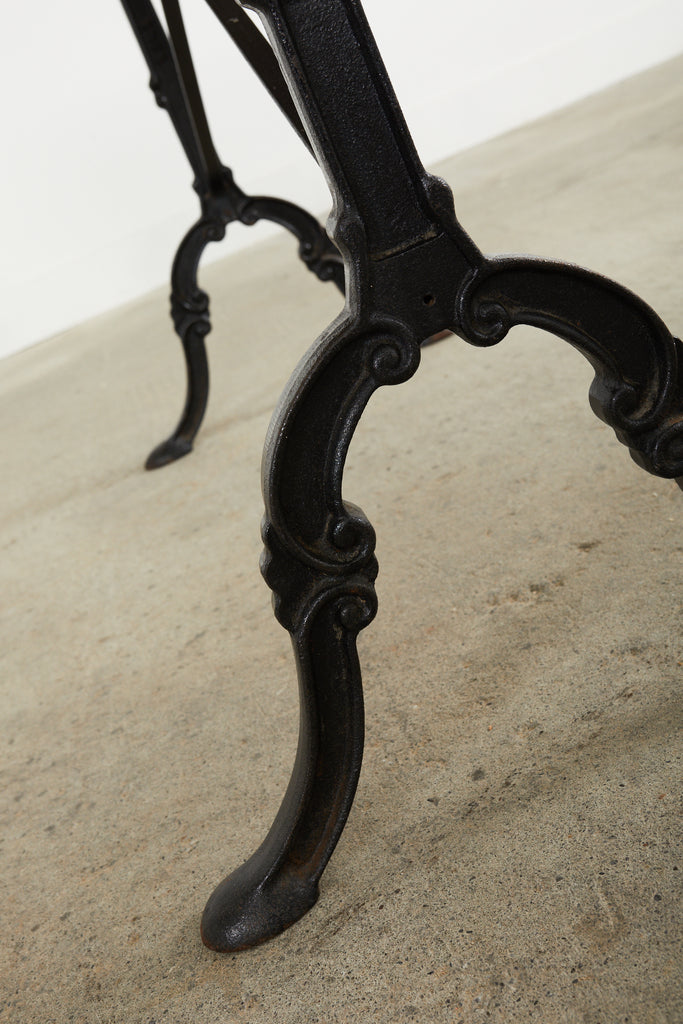 French Iron Marble Top Bistro Garden Dining Table or Console
