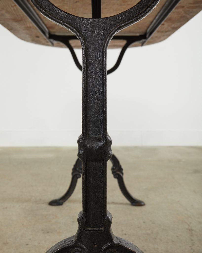 French Iron Marble Top Bistro Garden Dining Table or Console