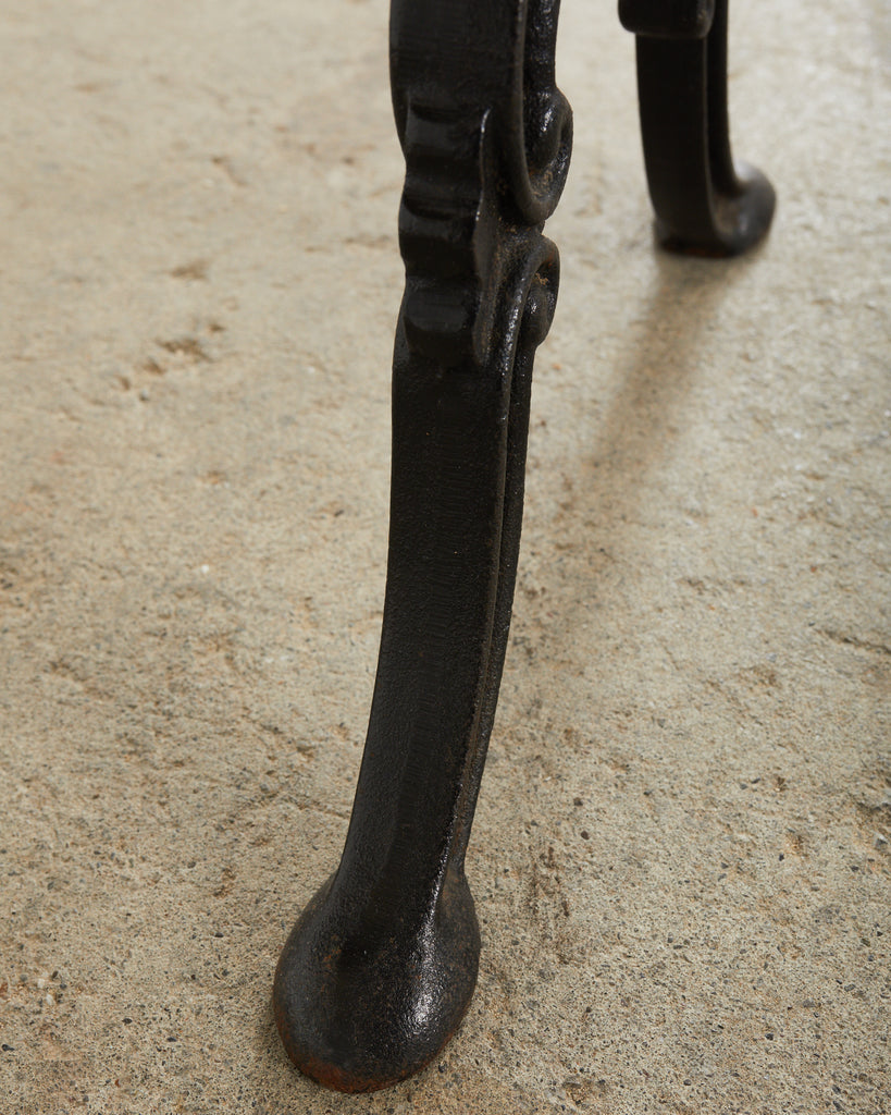 French Iron Marble Top Bistro Garden Dining Table or Console