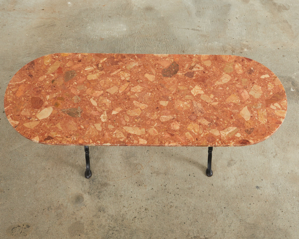 French Iron Marble Top Bistro Garden Dining Table or Console