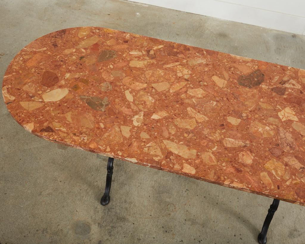 French Iron Marble Top Bistro Garden Dining Table or Console