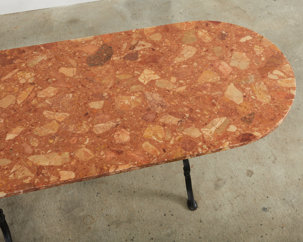 French Iron Marble Top Bistro Garden Dining Table or Console