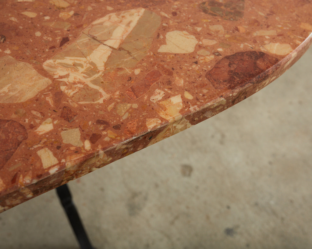 French Iron Marble Top Bistro Garden Dining Table or Console