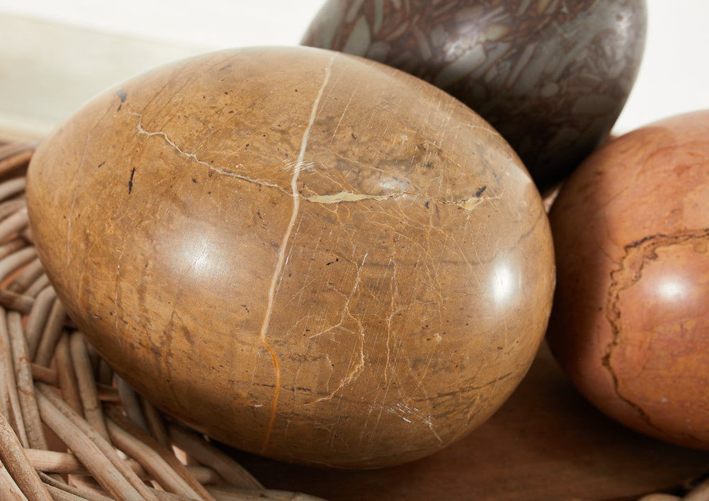 Set of Three Large Italian Marble Eggs