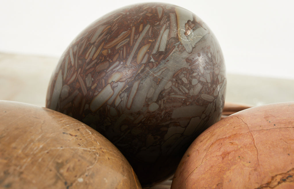 Set of Three Large Italian Marble Eggs