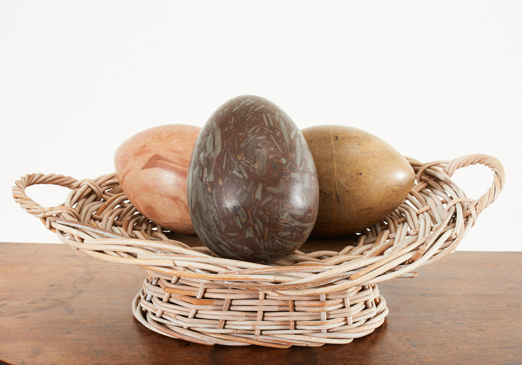 Set of Three Large Italian Marble Eggs