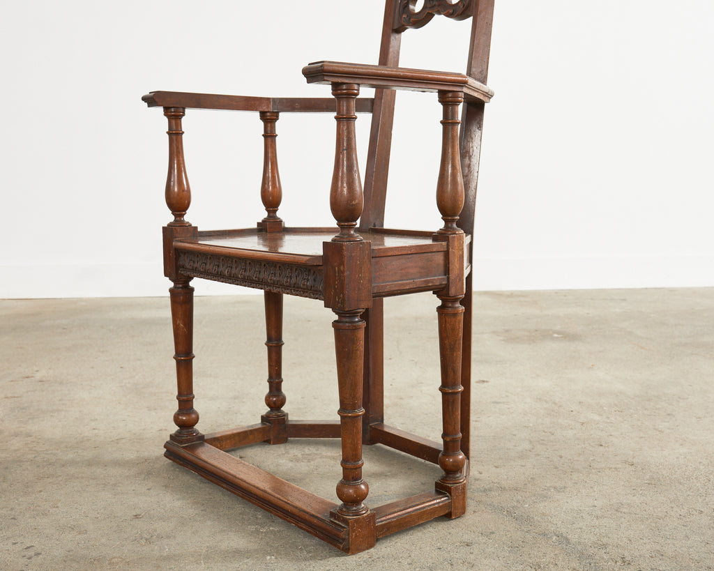 Set of Ten French Baroque Style Walnut Masked Dining Chairs