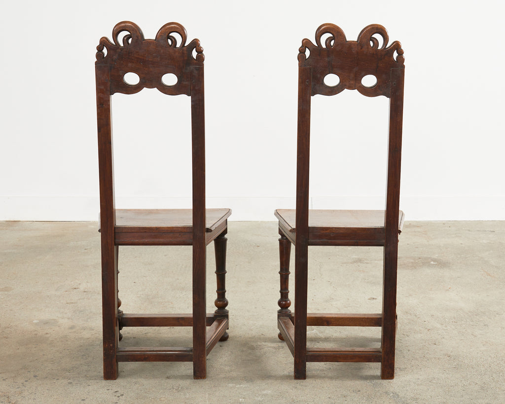 Set of Ten French Baroque Style Walnut Masked Dining Chairs