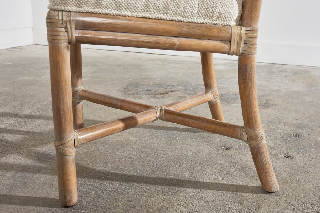 McGuire Organic Modern Cerused Rattan Ladder Back Chair