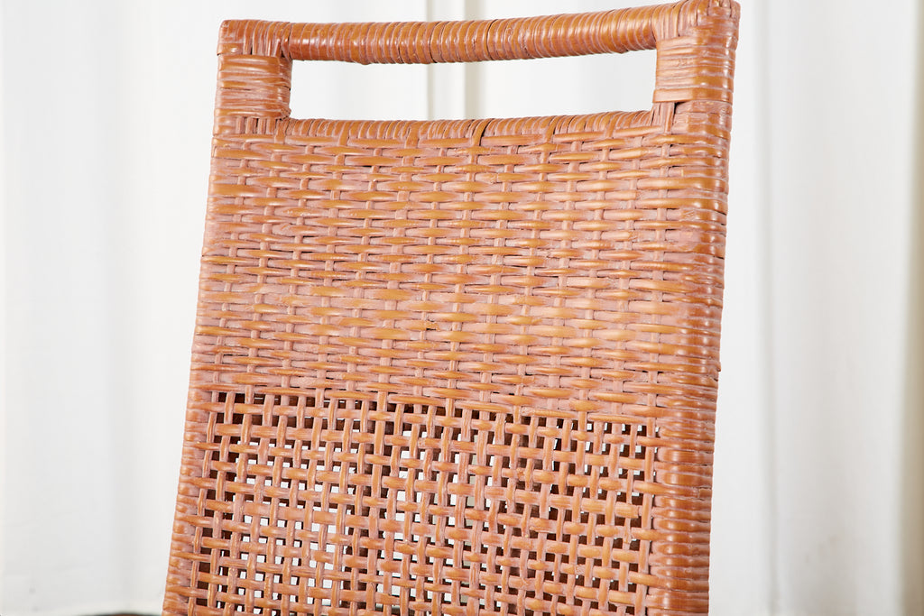 Set of Six McGuire Coral Wicker Rattan Dining Chairs