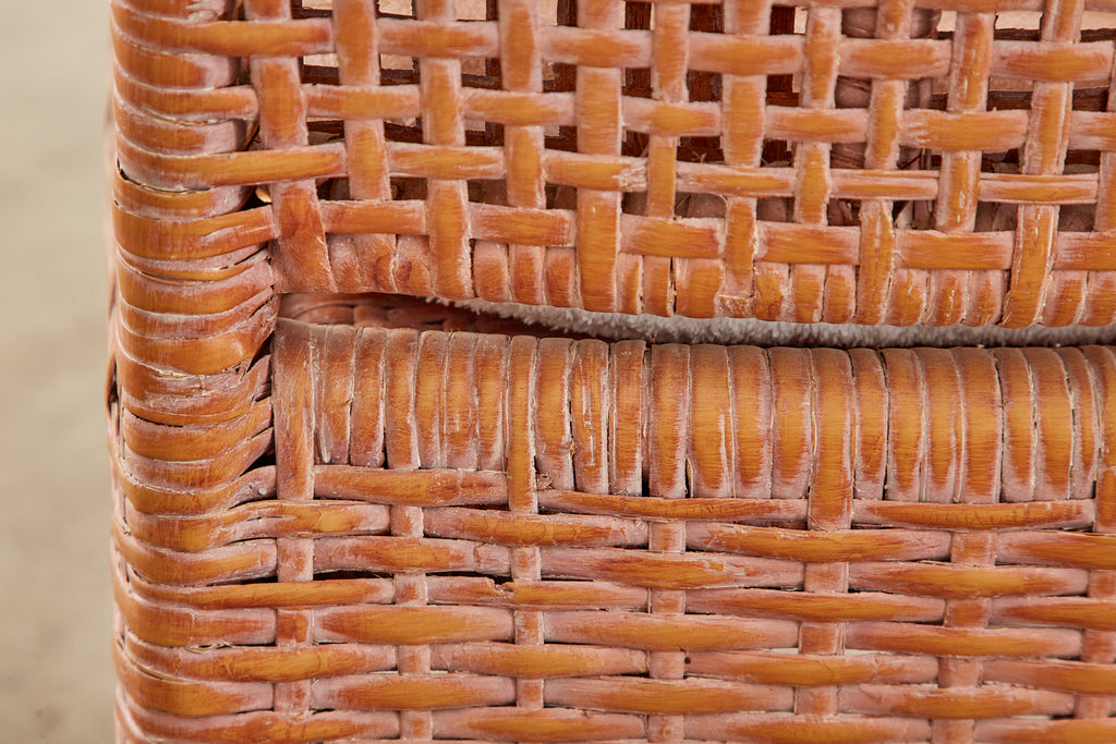 Set of Six McGuire Coral Wicker Rattan Dining Chairs