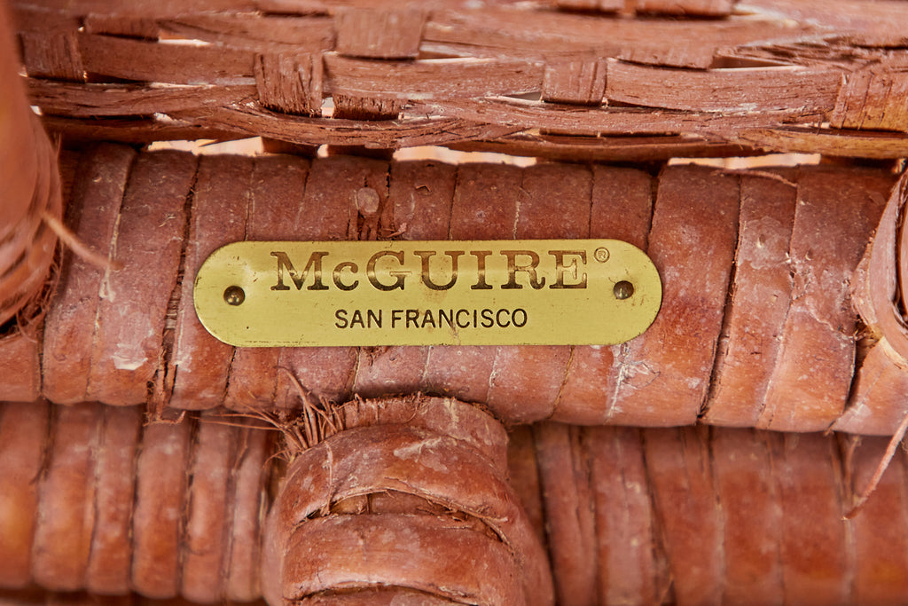 Set of Six McGuire Coral Wicker Rattan Dining Chairs