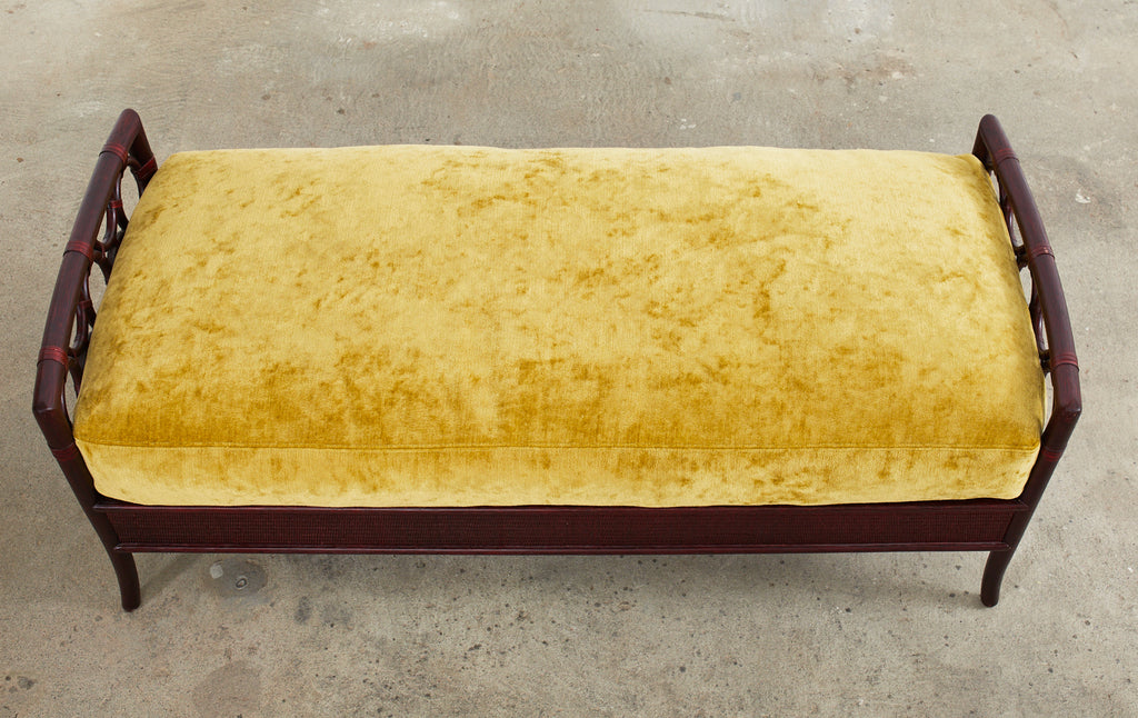 Pair of Laura Kirar for McGuire Rattan Raffia Ring Benches