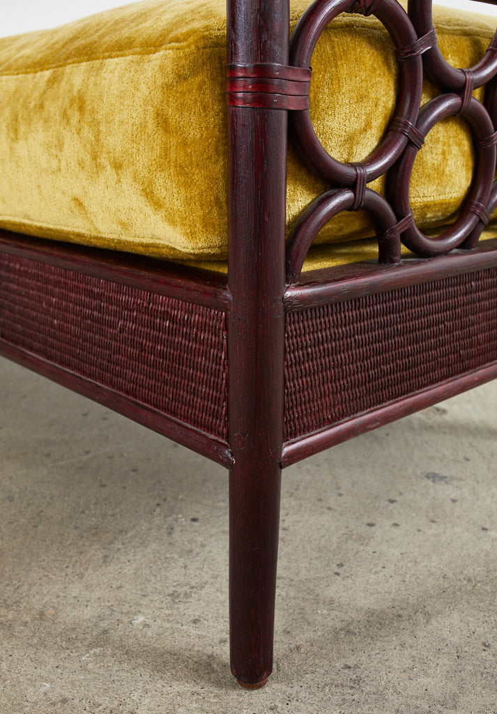 Pair of Laura Kirar for McGuire Rattan Raffia Ring Benches