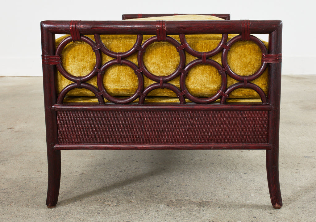 Pair of Laura Kirar for McGuire Rattan Raffia Ring Benches