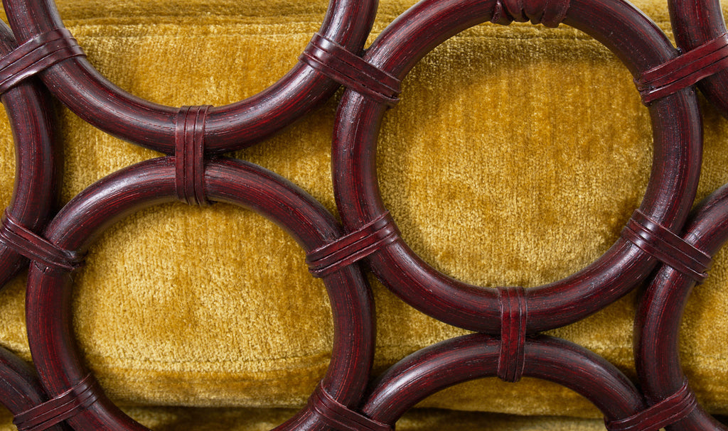 Pair of Laura Kirar for McGuire Rattan Raffia Ring Benches