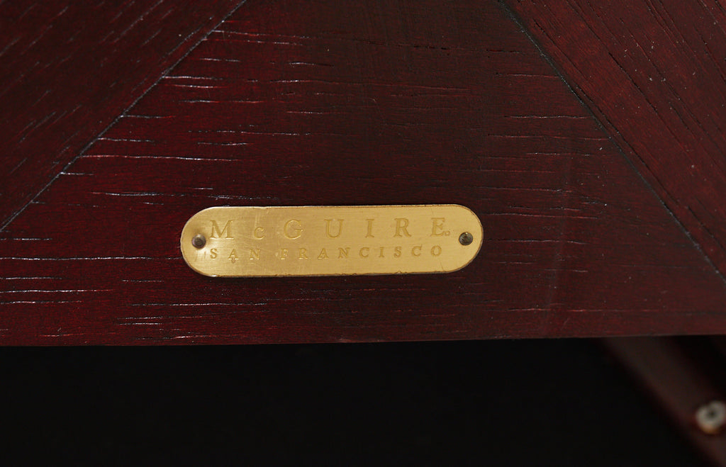 Pair of Laura Kirar for McGuire Rattan Raffia Ring Benches