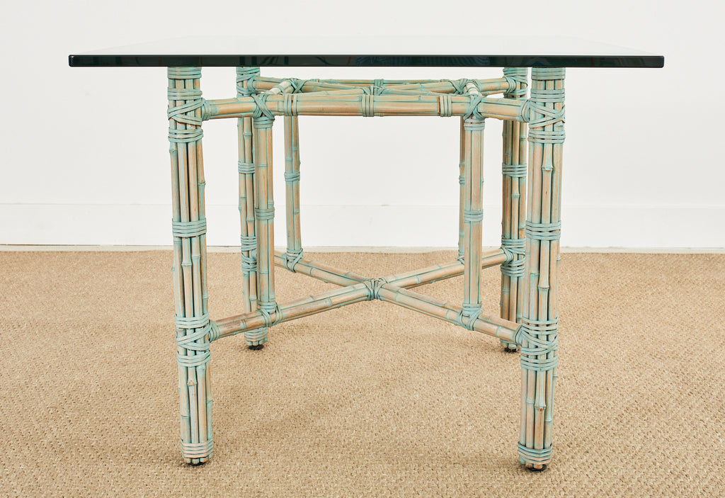 McGuire Organic Modern Bamboo Rattan Square Dining Table