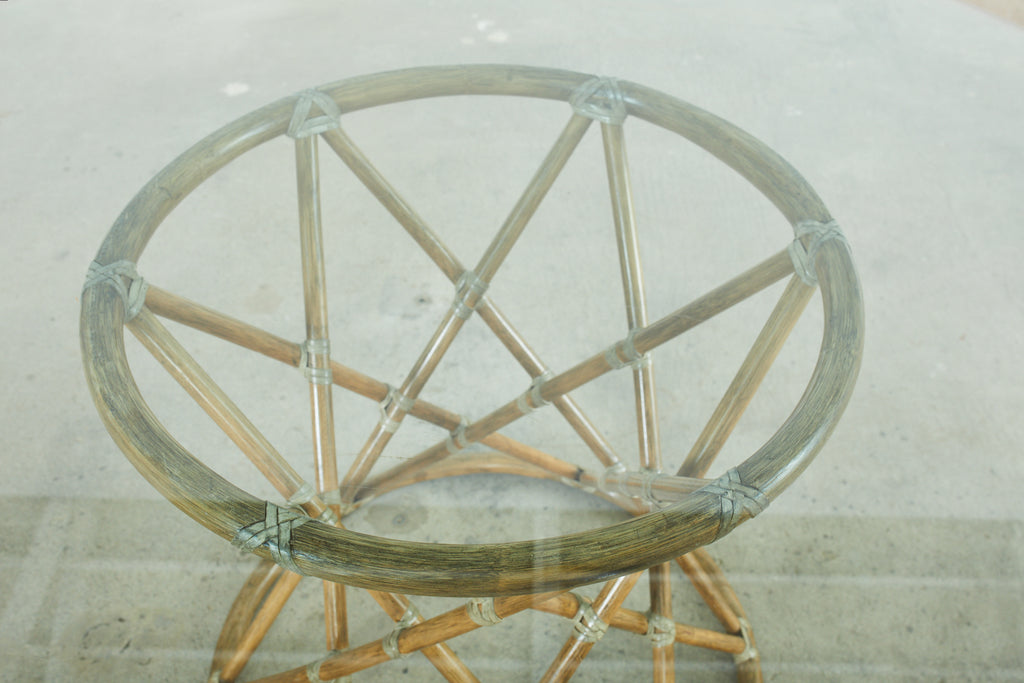 McGuire Organic Modern Rattan Pedestal Dining Table