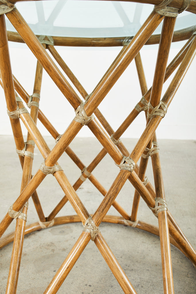 McGuire Organic Modern Rattan Pedestal Dining Table