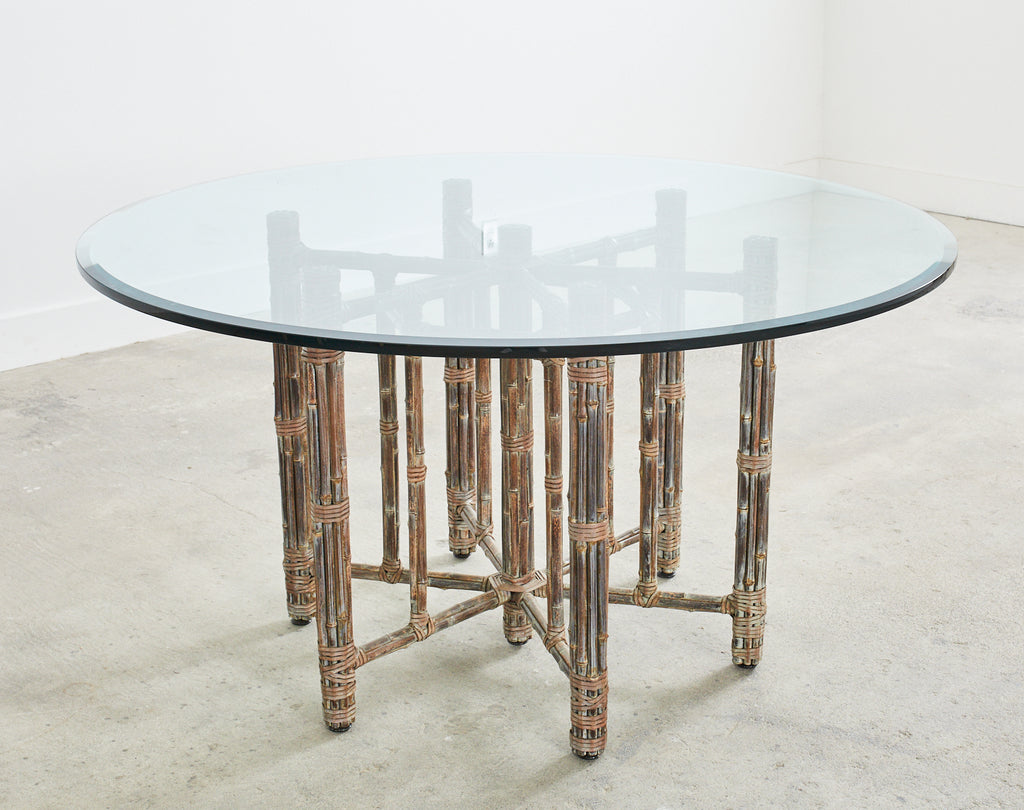 McGuire Organic Modern Bamboo Rattan Hexagonal Dining Table