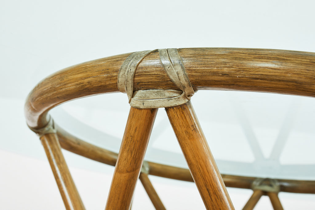 McGuire Organic Modern Rattan Pedestal Dining Table