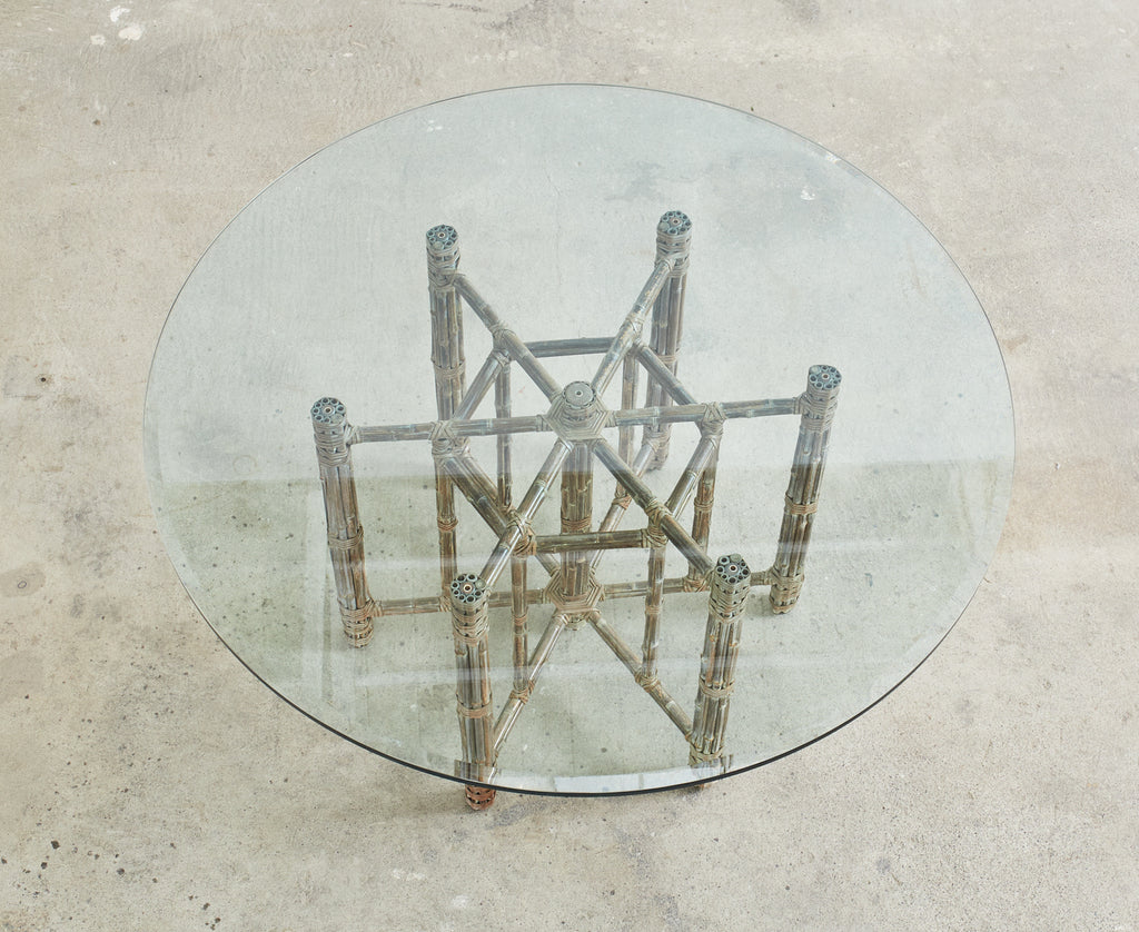 McGuire Organic Modern Bamboo Rattan Hexagonal Dining Table