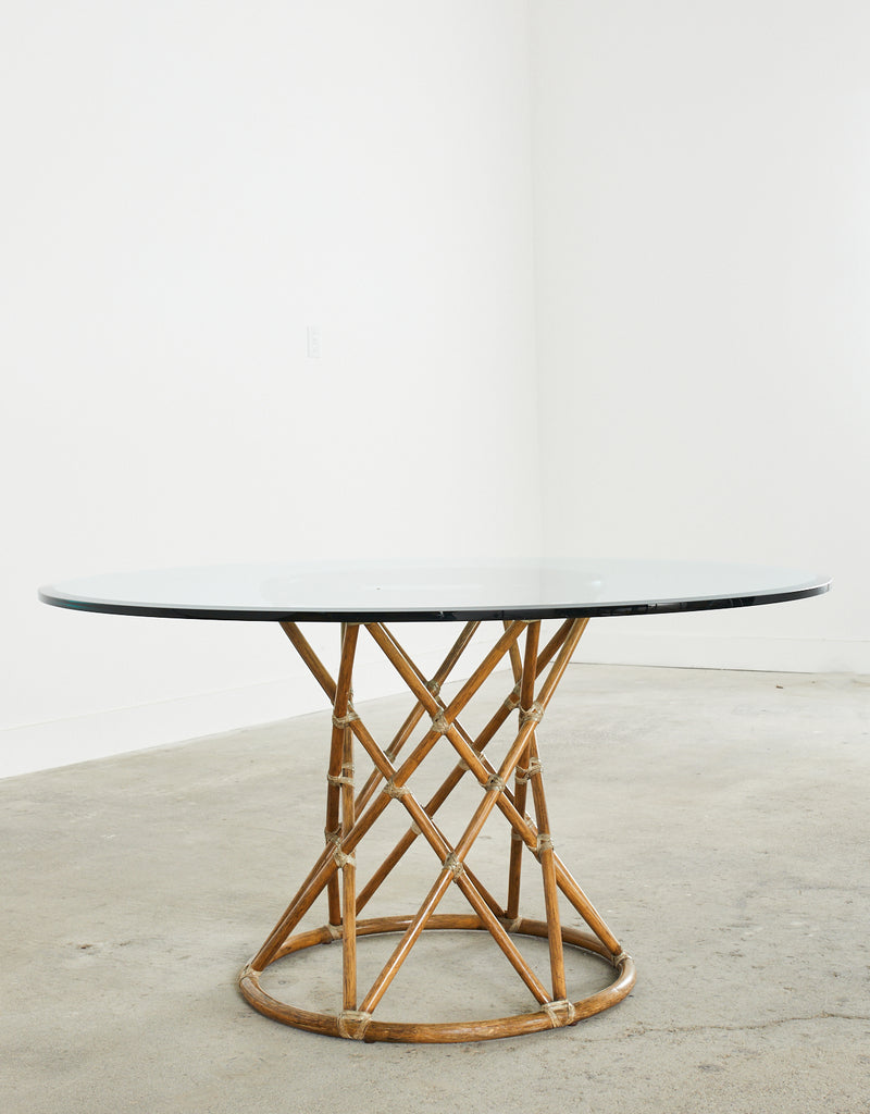 McGuire Organic Modern Rattan Pedestal Dining Table