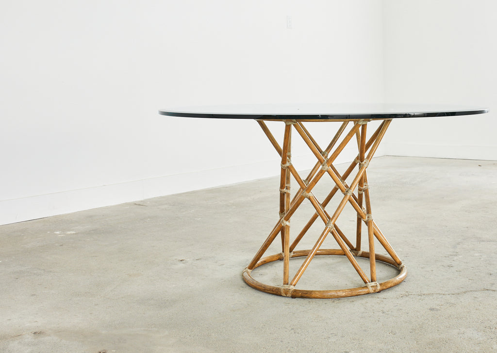 McGuire Organic Modern Rattan Pedestal Dining Table