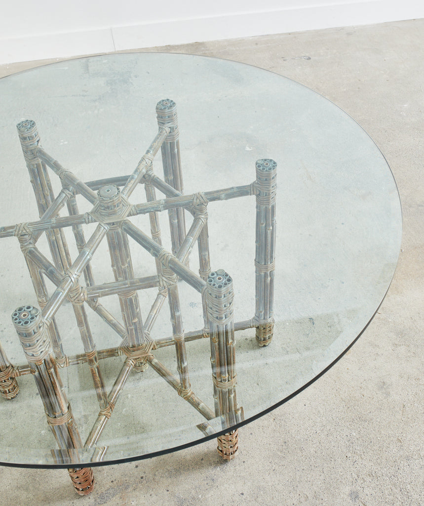 McGuire Organic Modern Bamboo Rattan Hexagonal Dining Table