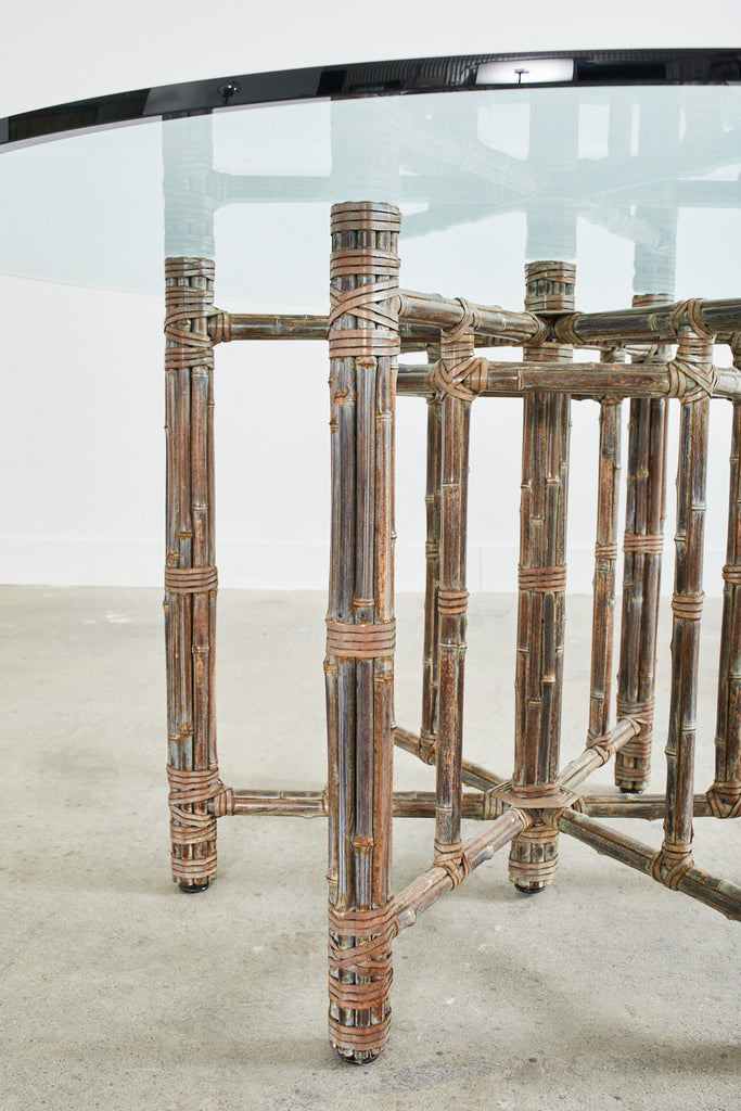 McGuire Organic Modern Bamboo Rattan Hexagonal Dining Table