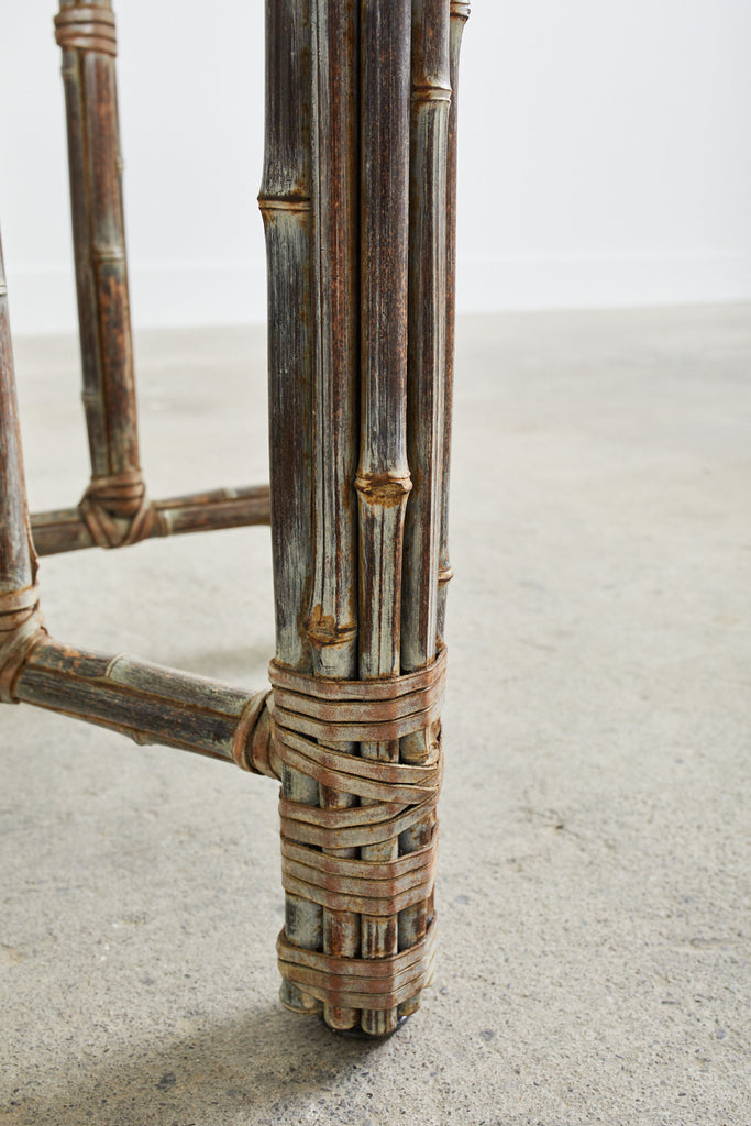 McGuire Organic Modern Bamboo Rattan Hexagonal Dining Table