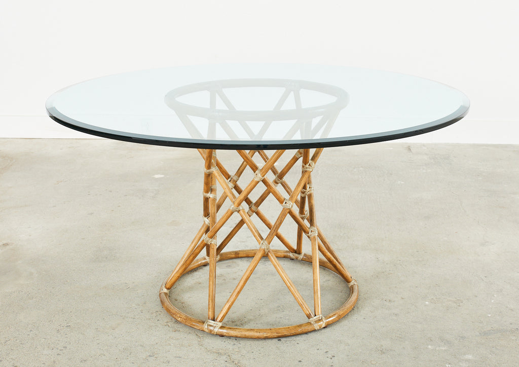 McGuire Organic Modern Rattan Pedestal Dining Table