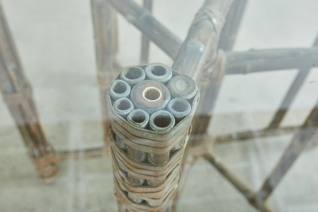 McGuire Organic Modern Bamboo Rattan Hexagonal Dining Table