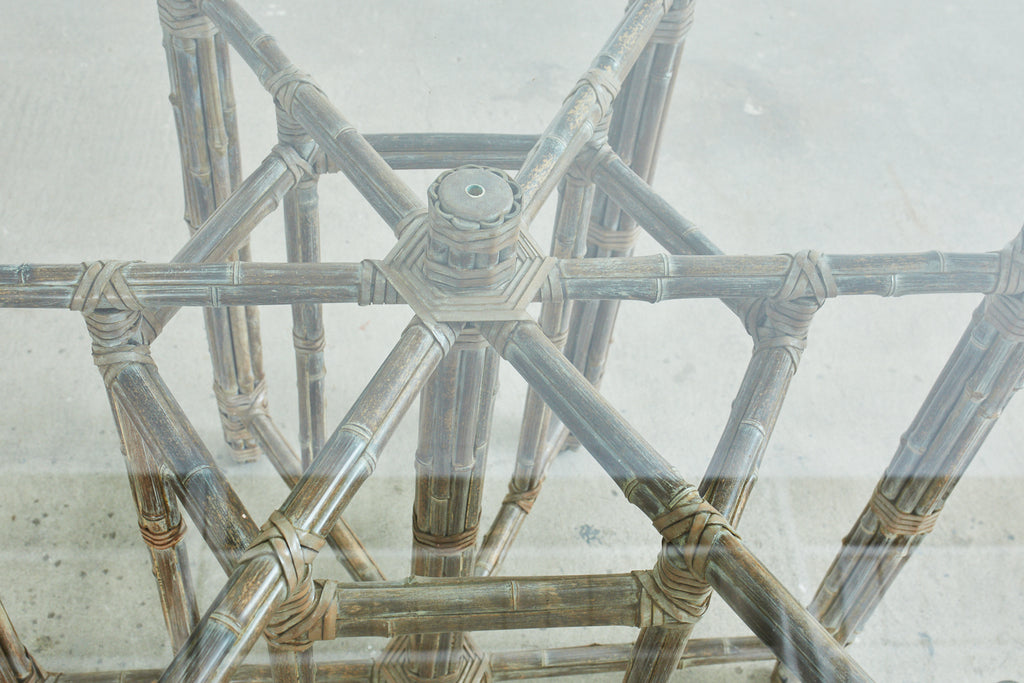 McGuire Organic Modern Bamboo Rattan Hexagonal Dining Table