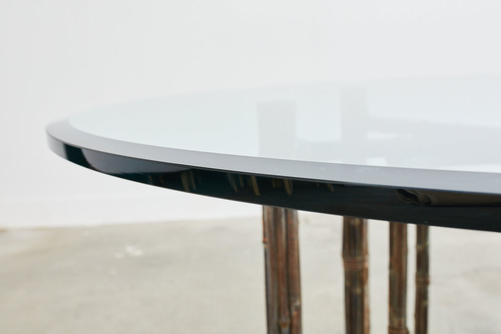 McGuire Organic Modern Bamboo Rattan Hexagonal Dining Table