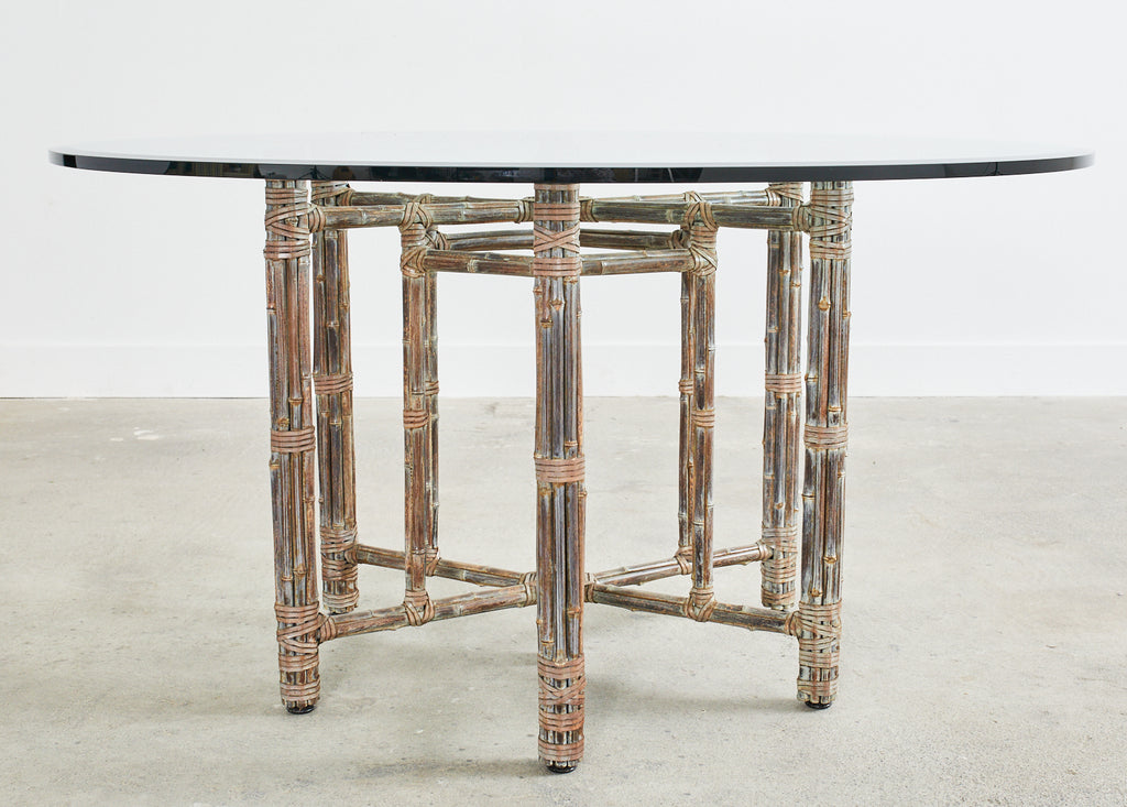 McGuire Organic Modern Bamboo Rattan Hexagonal Dining Table