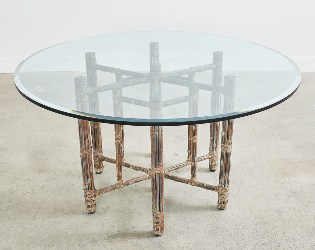 McGuire Organic Modern Bamboo Rattan Hexagonal Dining Table