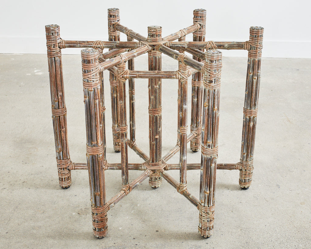 McGuire Organic Modern Bamboo Rattan Hexagonal Dining Table