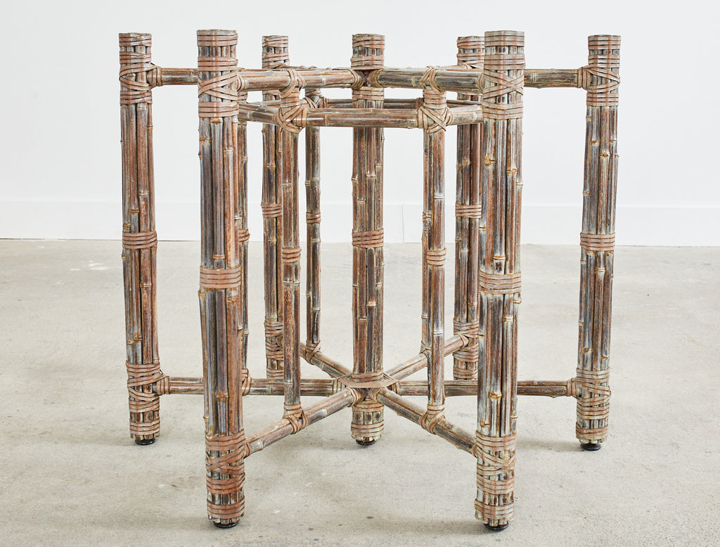 McGuire Organic Modern Bamboo Rattan Hexagonal Dining Table