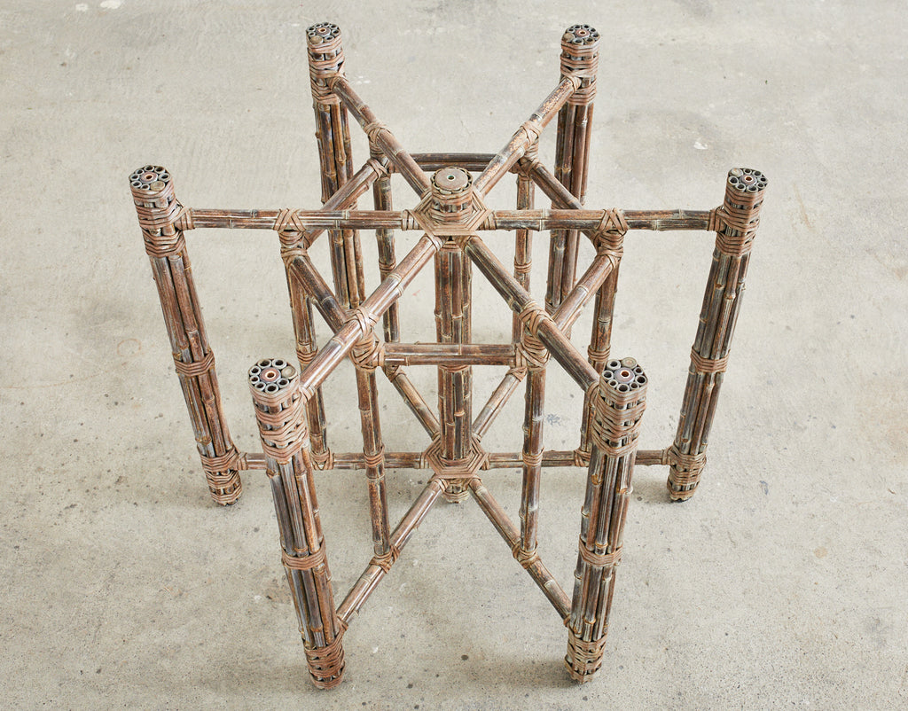 McGuire Organic Modern Bamboo Rattan Hexagonal Dining Table