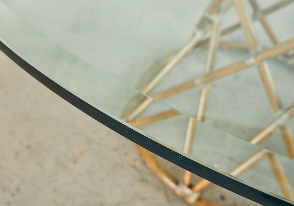 McGuire Organic Modern Rattan Pedestal Dining Table