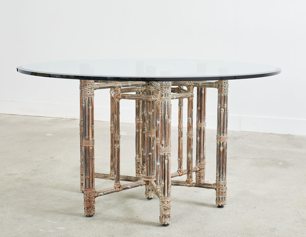 McGuire Organic Modern Bamboo Rattan Hexagonal Dining Table