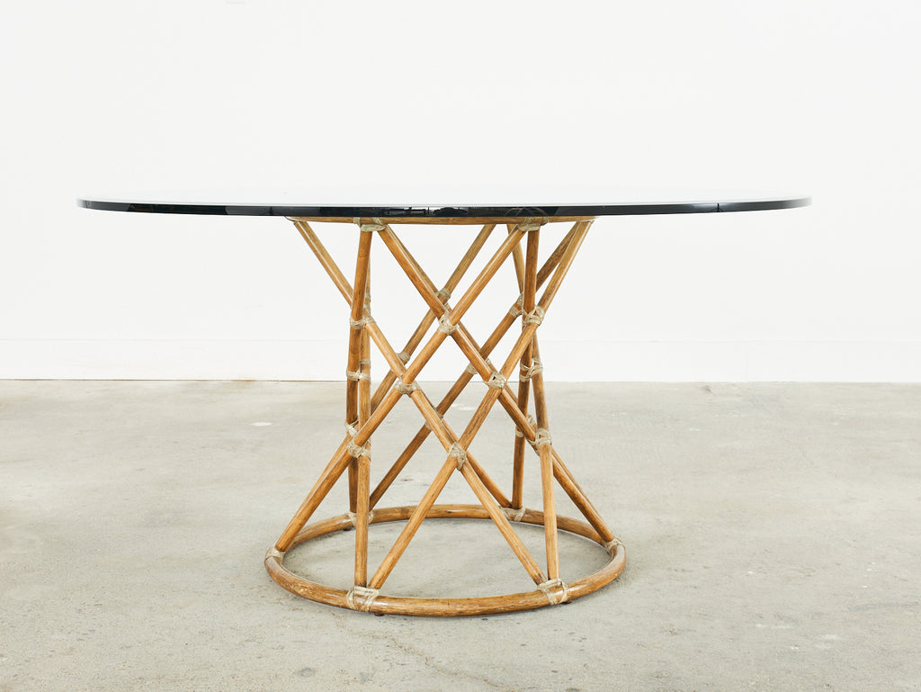 McGuire Organic Modern Rattan Pedestal Dining Table