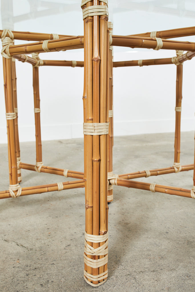 McGuire Organic Modern Blonde Bamboo Hexagonal Dining Table