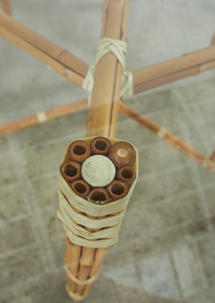 McGuire Organic Modern Blonde Bamboo Hexagonal Dining Table